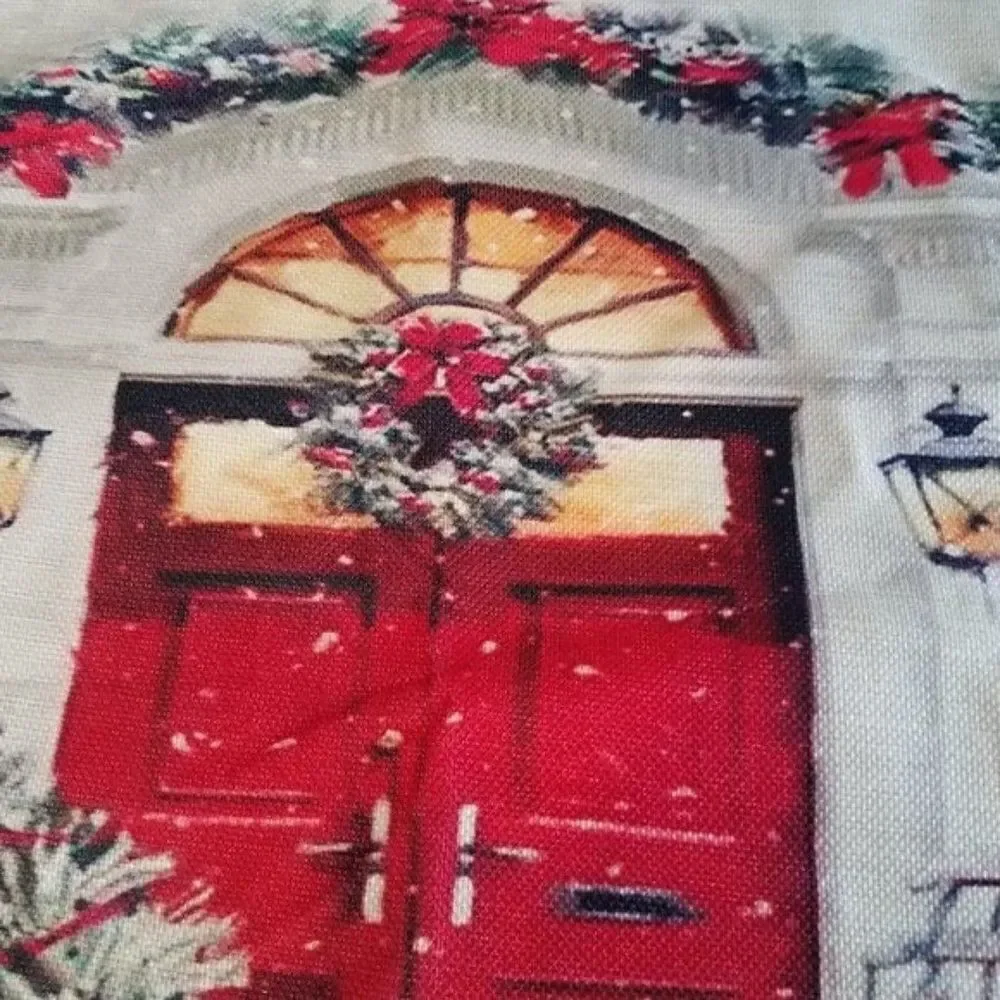 Red Christmas Door Accent Throw Pillow Cover Case Winter House 17
